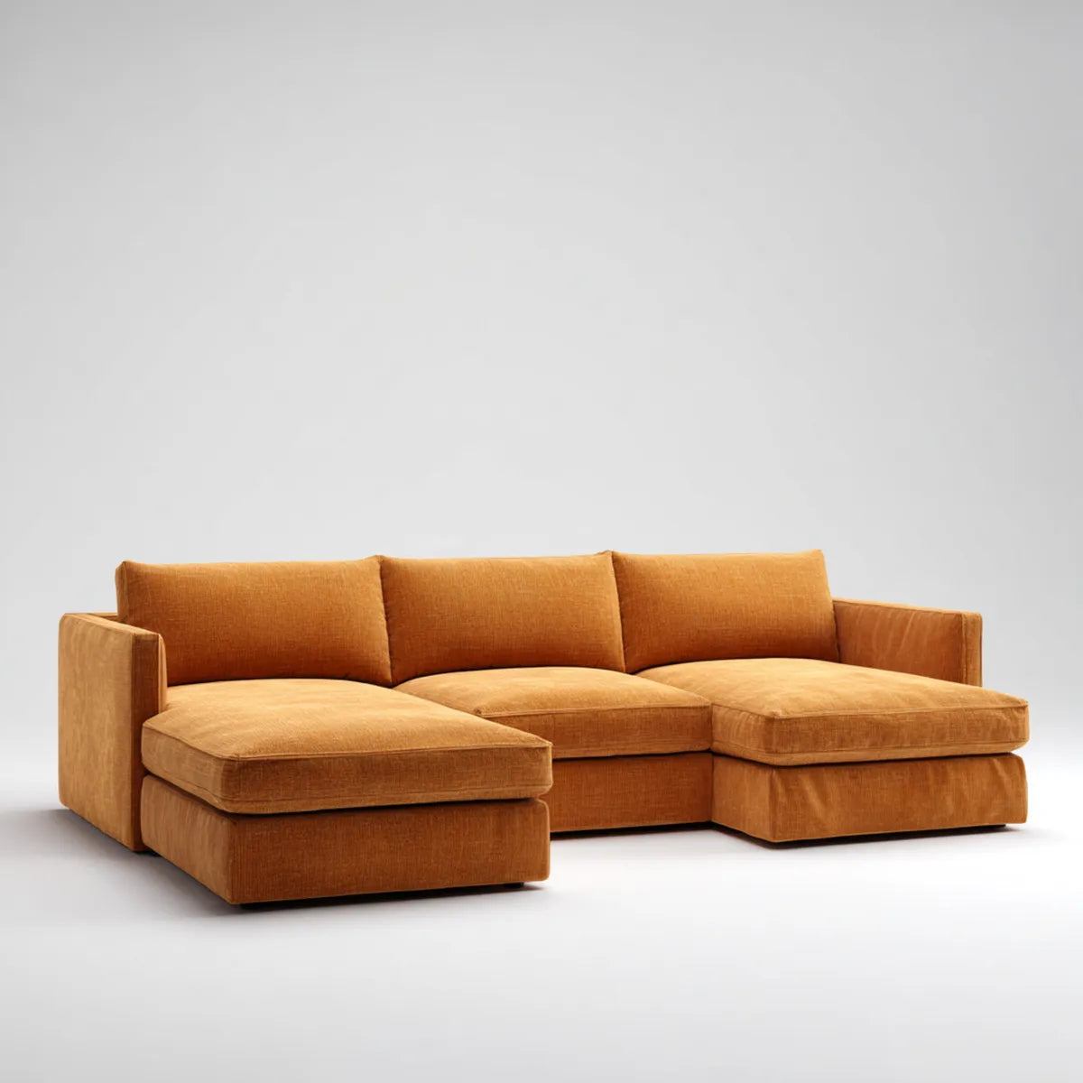 Sofa, 3 fotela pomarańczowa narożna sofa w poliestrowej gąsienicy 280 x 170 x 85 cm