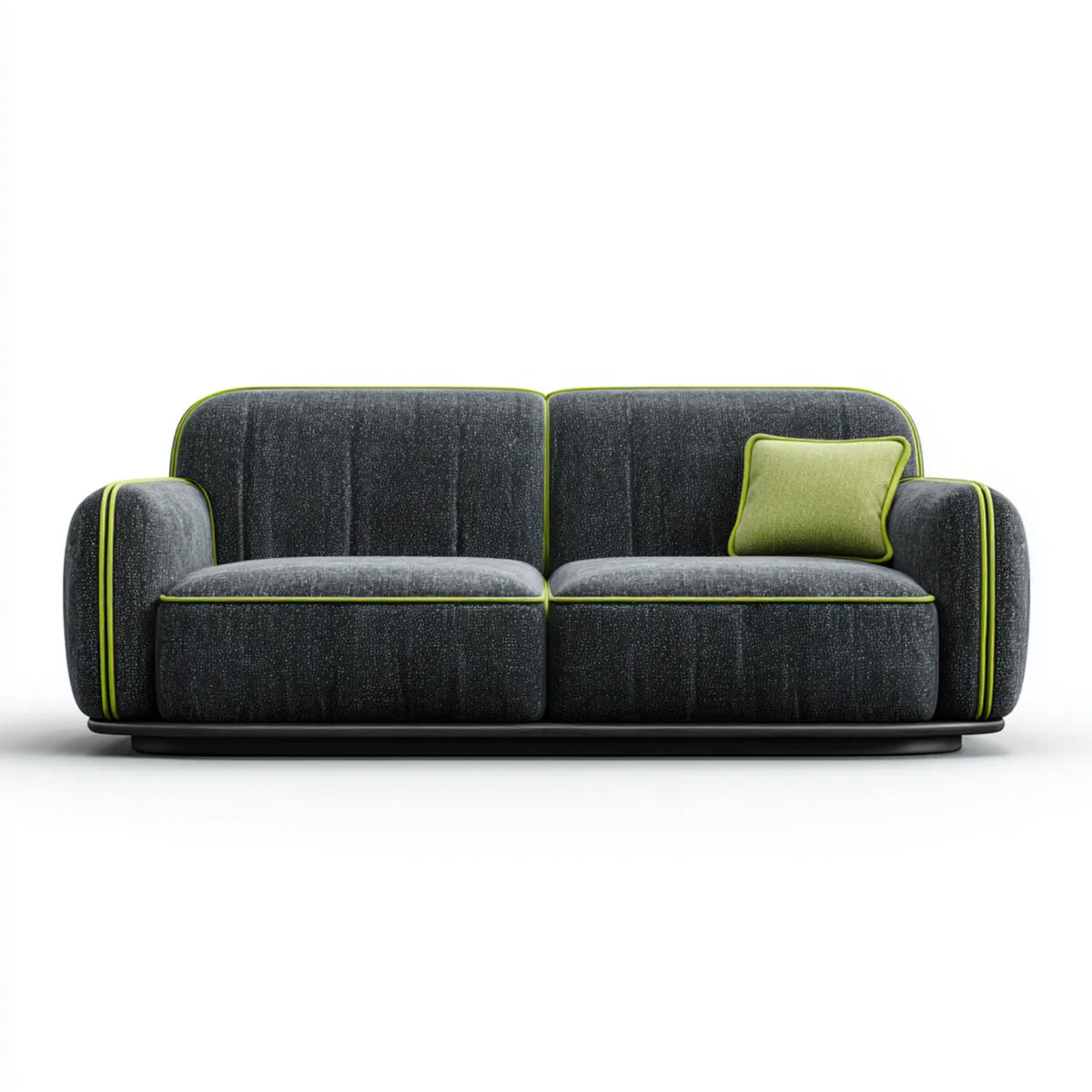 Sofa, 2 fotela szara antracyt i zielony w prostokątnym aksamicie poliestrowym 190 x 90 x 78 cm
