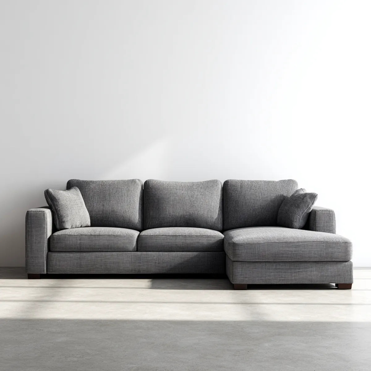 Sofa, 3 fotela szara sofa w powłoce poliestrowej 250 x 160 x 85 cm