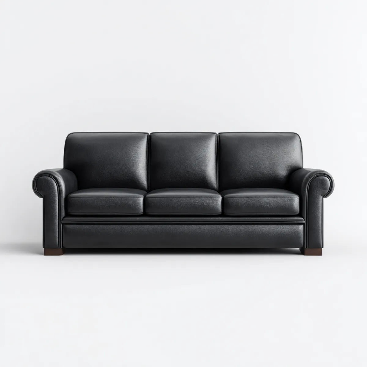 Sofa, 3- fotela czarny 210 x 90 x 88 cm PU sztuczna skóra prosty kształt