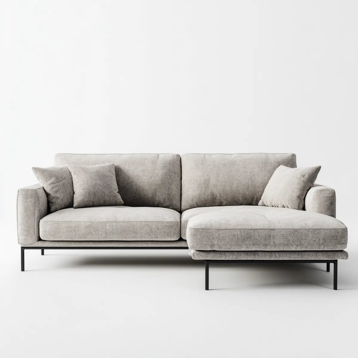 Sofa, 4 fotela w szarej sofie w kształcie poliestru i stali 250 x 160 x 85 cm