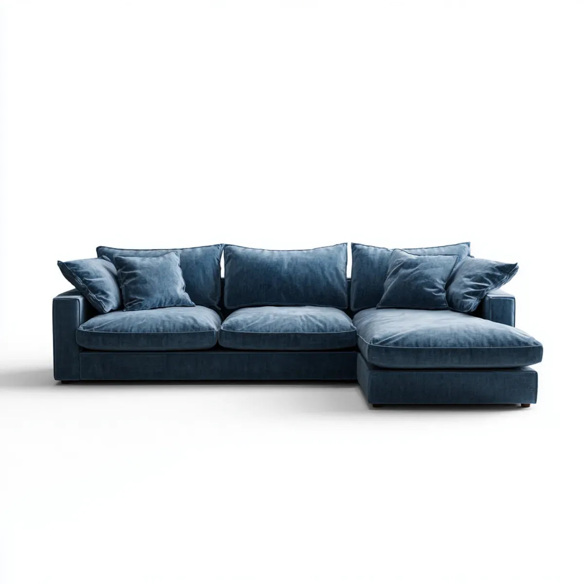 Sofa, 3 fotela z niebieskim olejem z meridianu 280 x 165 x 85 cm poliestrowy aksamit kształt w L