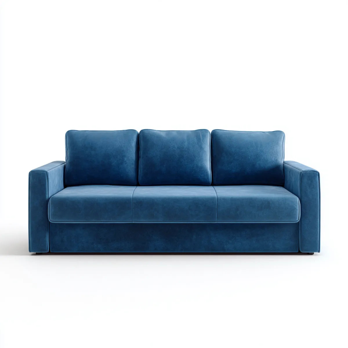 Sofa, 3 fotela prosta sofa niebieska w prostokątnym poliestrowym aksamicie 210 x 90 x 85 cm