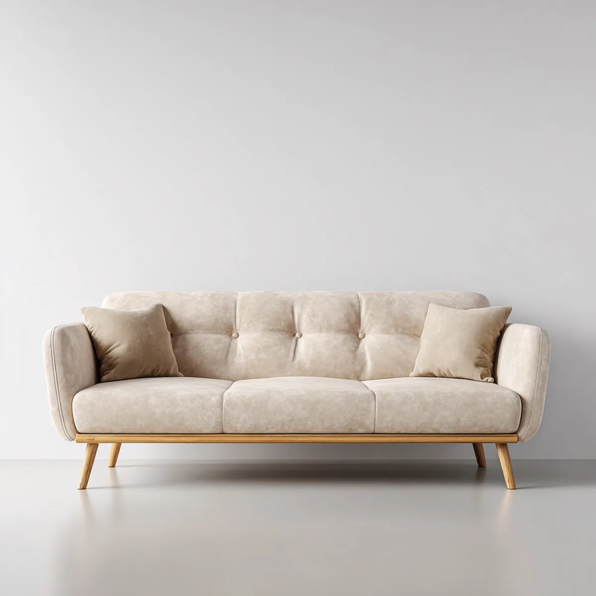 Sofa, 3 fotela prosta sofa w poliestrowym mikrofibrze z litymi nogami bukowymi 220 x 90 x 86 cm