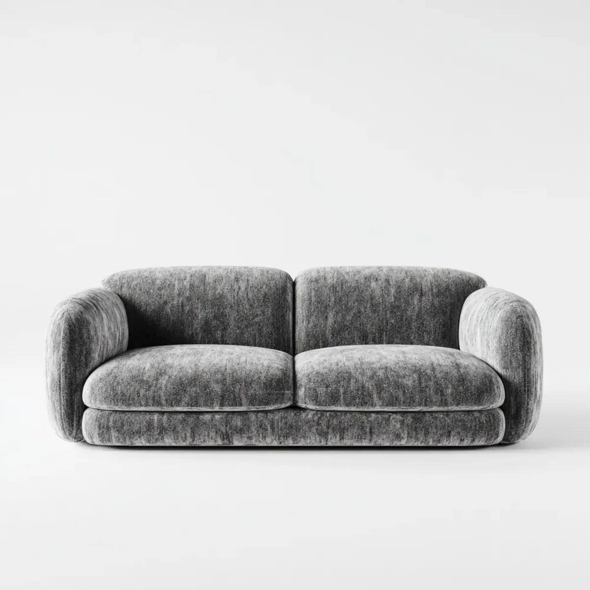 Sofa, Szara 2 fotela w poliestrowym aksamicie 180 x 95 x 75 cm z zaokrąglonym kształtem