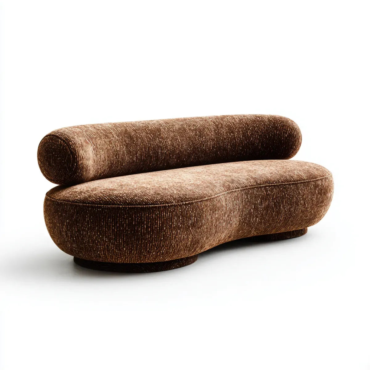 Sofa, 2 fotela brązowa poliestrowa aksamit zaokrąglony kształt 180 x 92 x 78 cm