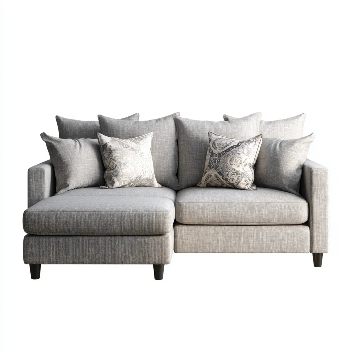 Sofa 3-osobowa jasnoszary 220 x 150 x 90 cm kształt poliestru L
