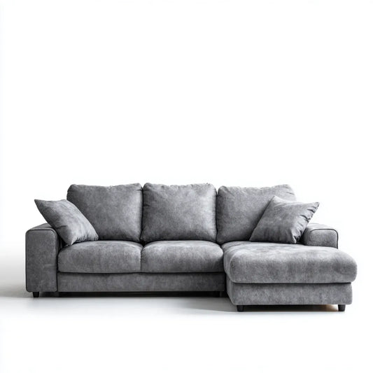 Sofa, 3-osobowa rozkładana sofa szara w poliestrowym mikrofibrze 260 x 160 x 88 cm