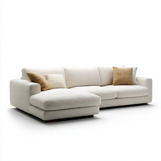 Sofa, 3 fotela w lewym rogu w poliestrowej klamrze 290 x 170 x 78 cm