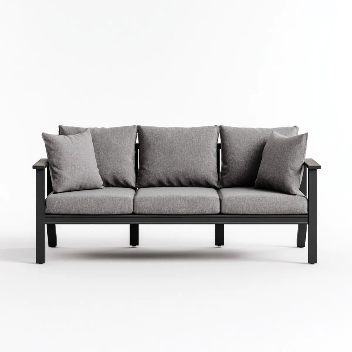 Sofa, 3 fotela szara antracyt 180 x 78 x 82 cm poliester i prostokątna stal