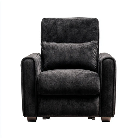 Fotel, Krzesło tapicerowane czarne 84 x 88 x 100 cm poliester włącznie prostokątny
