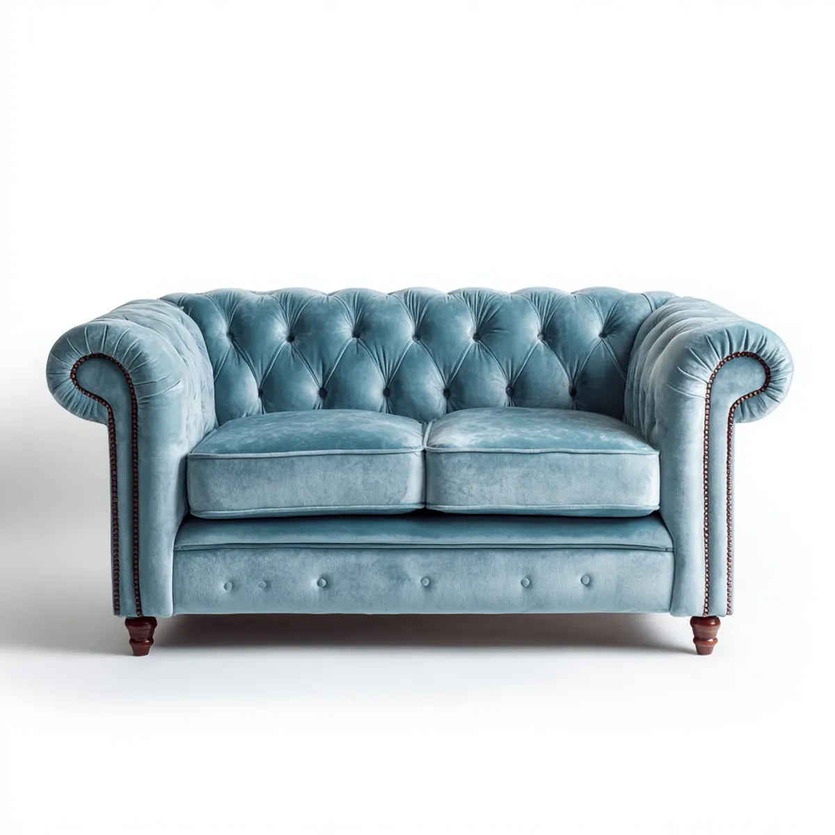 Sofa, Chesterfield 2 fotel prosto niebieski olej aksamitny poliestrowa sofa 170 x 90 x 78 cm