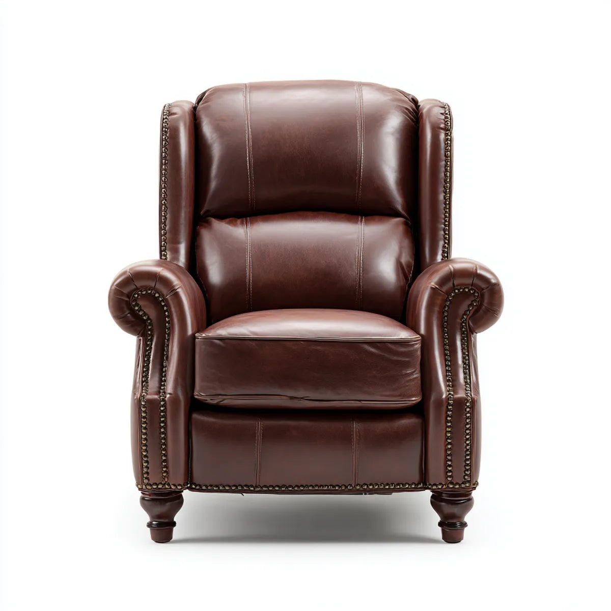 Fotel, Chesterfield Fotel Uszy Brązowy 103 x 95 x 108 cm ze sztuczną pokrywą PU