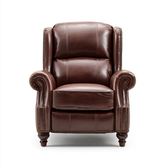 Fotel, Chesterfield Fotel Uszy Brązowy 103 x 95 x 108 cm ze sztuczną pokrywą PU
