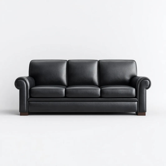 Sofa, 3- fotela czarny 210 x 90 x 88 cm PU sztuczna skóra prosty kształt