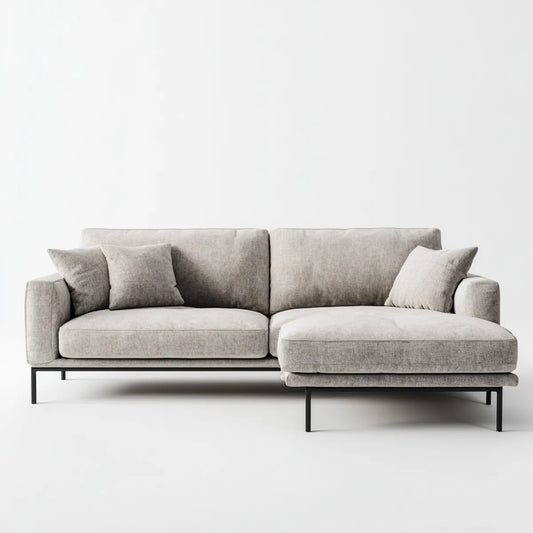 Sofa, 4 fotela w szarej sofie w kształcie poliestru i stali 250 x 160 x 85 cm
