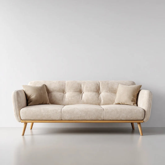 Sofa, 3 fotela prosta sofa w poliestrowym mikrofibrze z litymi nogami bukowymi 220 x 90 x 86 cm