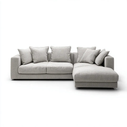 Sofa, Odwracalna narożna sofa 3 jasnoszary poliester z prawej szezlong 280 x 160 cm