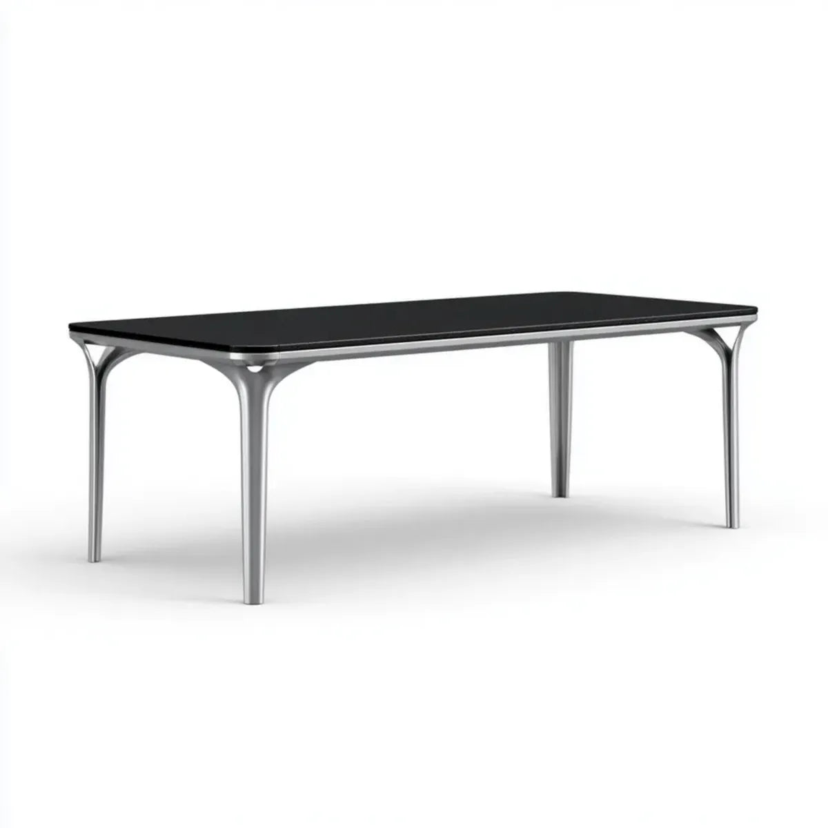 Stół do jadalni, Czarny i srebrny prostokątny stół jadalny 180 x 90 x 75 cm w hartowanym szkle i stali nierdzewnej