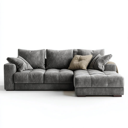 Sofa, 4 fotele rozkładana sofa szara w kształcie poliestrowego mikrofibry 260 x 165 x 85 cm